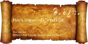 Hartinger Árpád névjegykártya